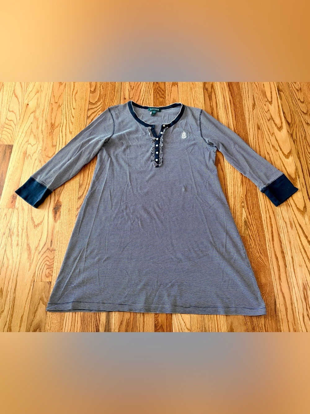 Ralph Lauren Black & White Striped Nightgown with Green Label